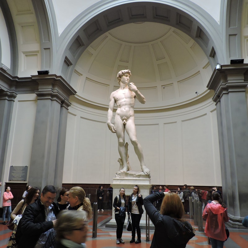Photo of Michelangelo's David in the Galleria dell'Accademia in Florence