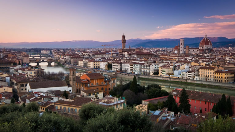 The sunset of Florence seen from Piazzale Michelangelo