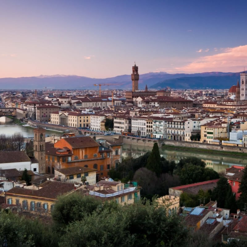 Le coucher de soleil de Florence vu de Piazzale Michelangelo